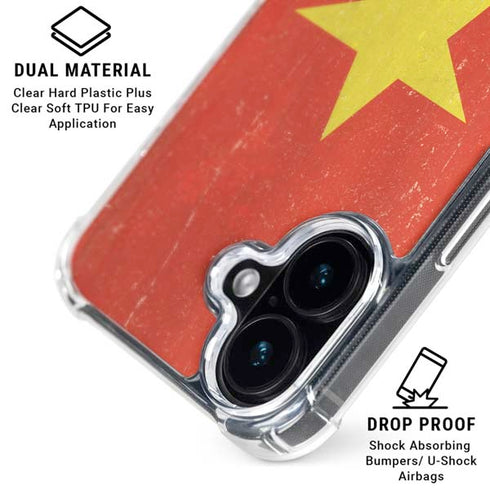 Vietnam Flag Distressed iPhone 17 Clear Case